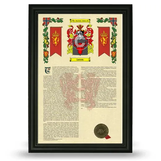 Larsen Armorial History Framed - Black