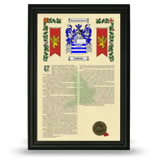 Lasburey Armorial History Framed - Black