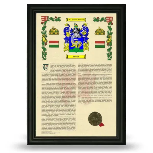Laszlo Armorial History Framed - Black