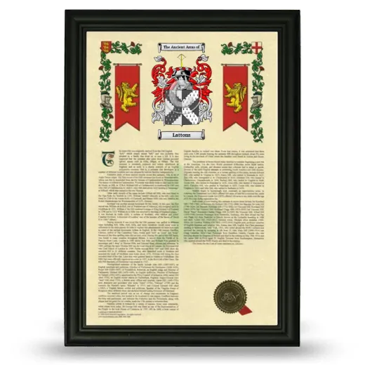 Lattons Armorial History Framed - Black