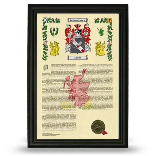 Lattos Armorial History Framed - Black