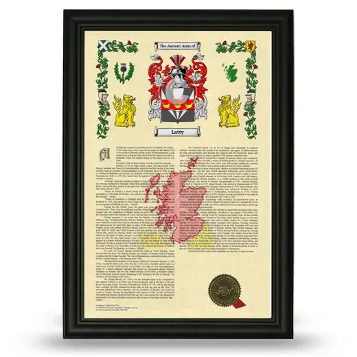Latty Armorial History Framed - Black