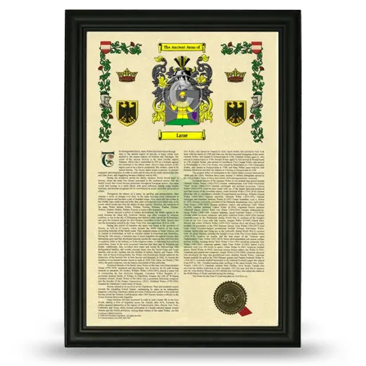 Laue Armorial History Framed - Black