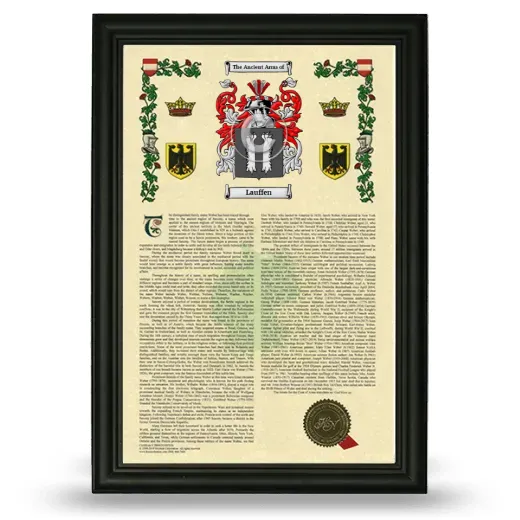 Lauffen Armorial History Framed - Black