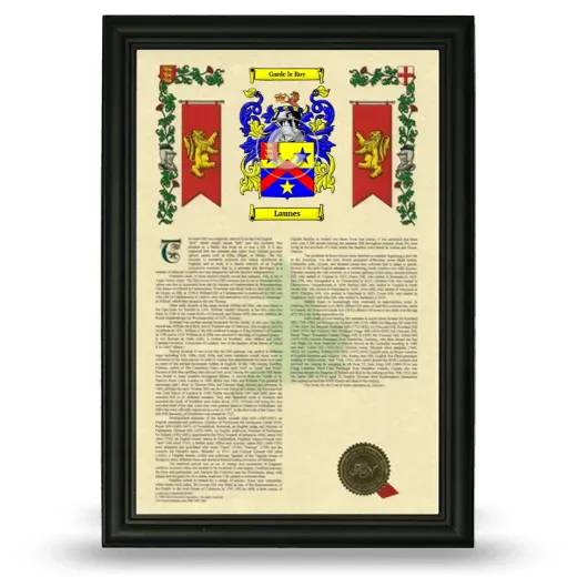 Launes Armorial History Framed - Black