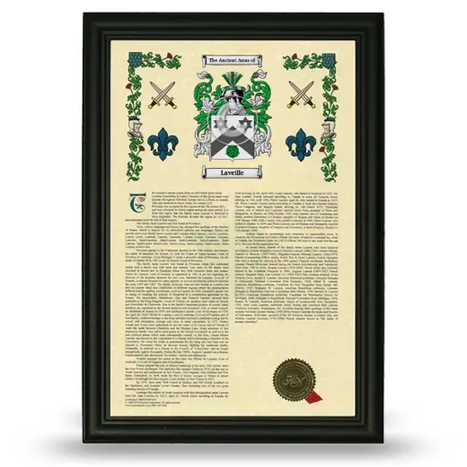 Laveille Armorial History Framed - Black