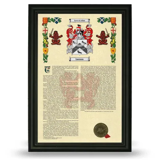 Lawson Armorial History Framed - Black