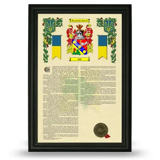 Laz Armorial History Framed - Black