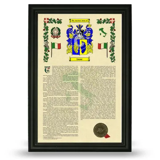 Lazar Armorial History Framed - Black