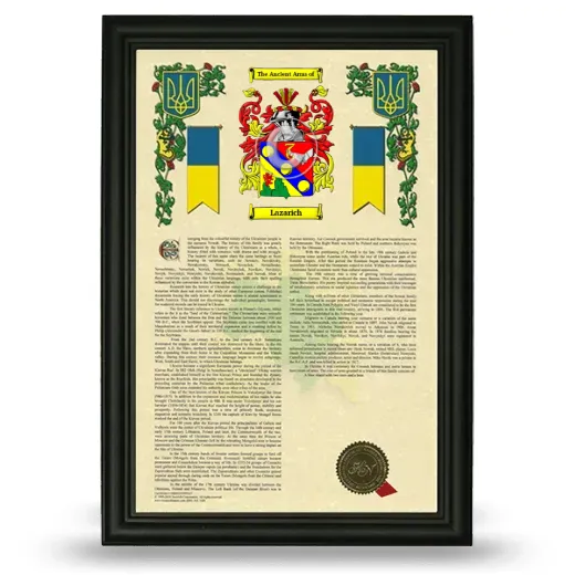 Lazarich Armorial History Framed - Black