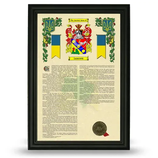 Lazarovic Armorial History Framed - Black