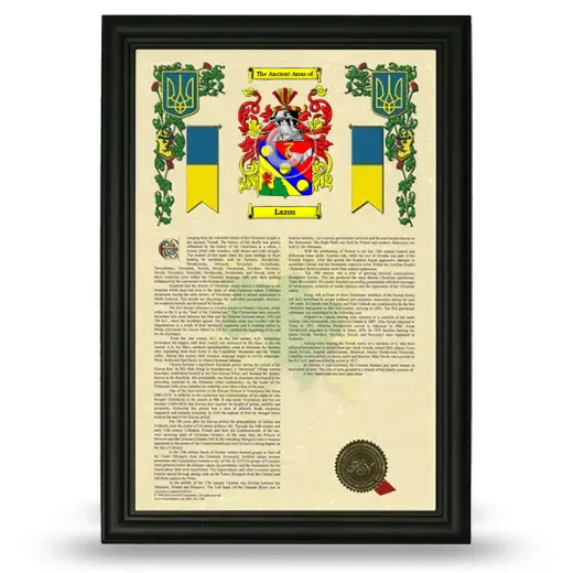 Lazos Armorial History Framed - Black