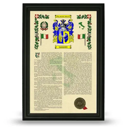 Lazzarotti Armorial History Framed - Black