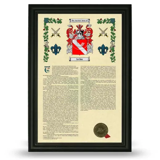 Le fon Armorial History Framed - Black