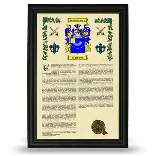 Le gendron Armorial History Framed - Black