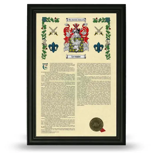 Le vanier Armorial History Framed - Black
