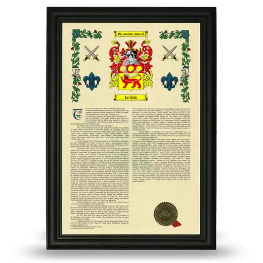 Le'clair Armorial History Framed - Black