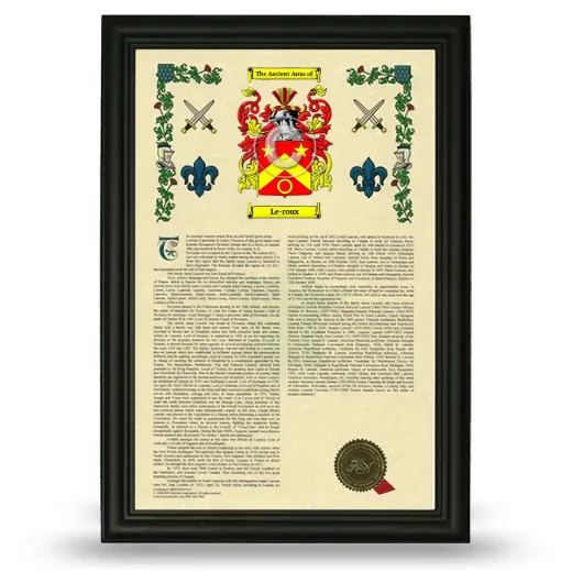 Le-roux Armorial History Framed - Black