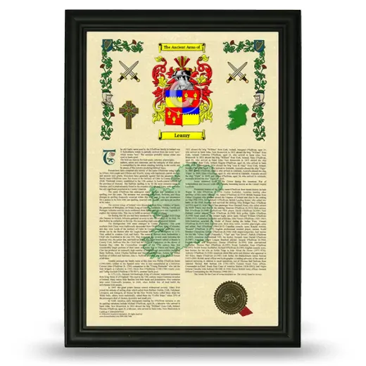 Leamy Armorial History Framed - Black