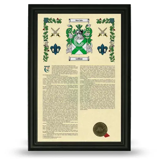 Lebbai Armorial History Framed - Black