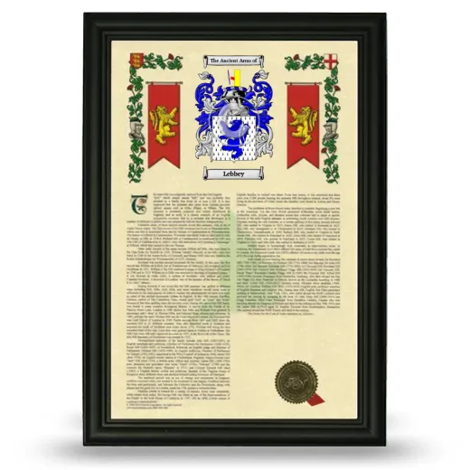 Lebbey Armorial History Framed - Black