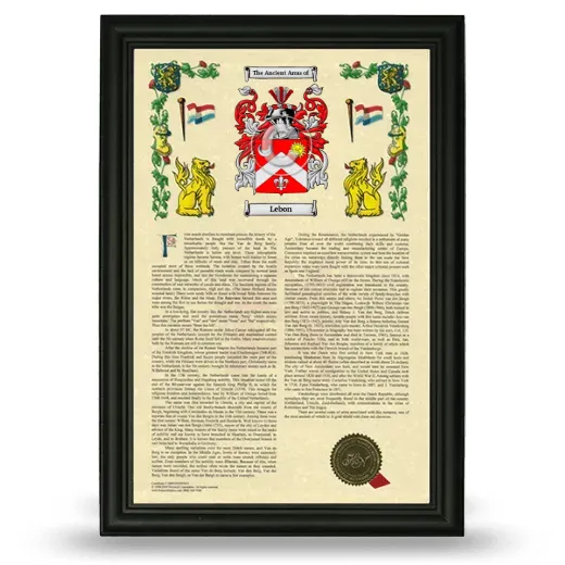 Lebon Armorial History Framed - Black