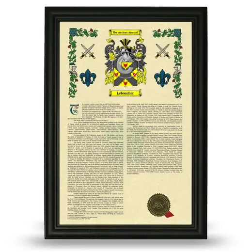Leboucher Armorial History Framed - Black