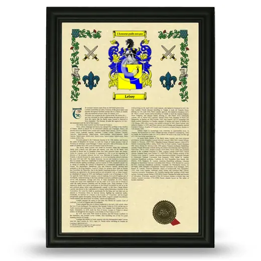 Leboy Armorial History Framed - Black