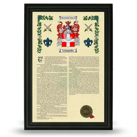 Lechappelles Armorial History Framed - Black