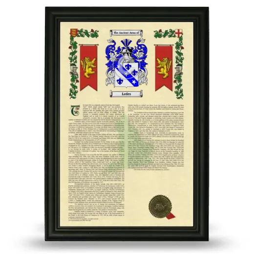 Ledes Armorial History Framed - Black