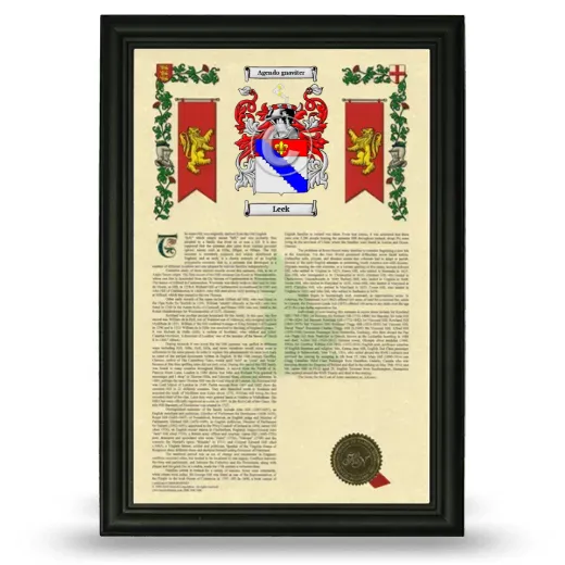 Leek Armorial History Framed - Black