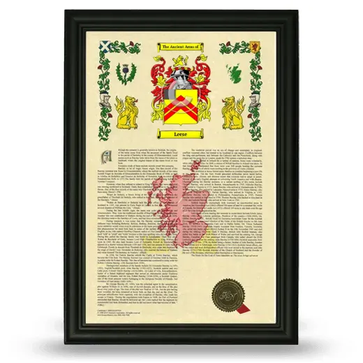 Leese Armorial History Framed - Black