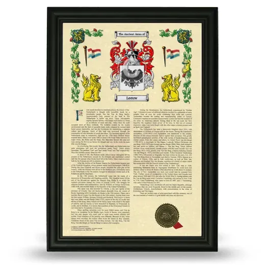 Leeuw Armorial History Framed - Black