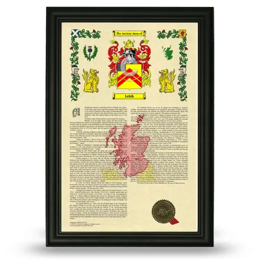 Leish Armorial History Framed - Black