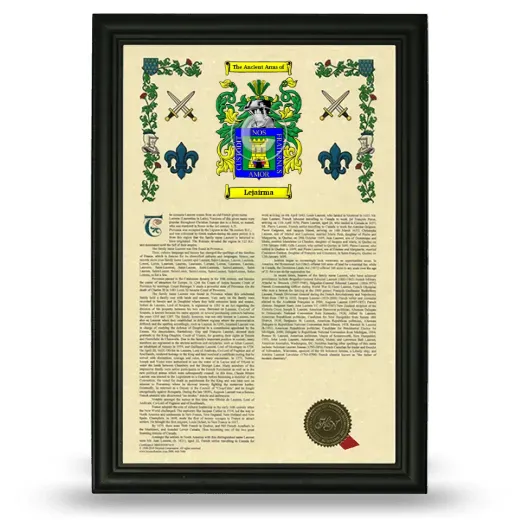 Lejairma Armorial History Framed - Black