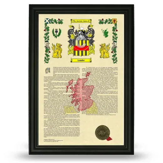 Lender Armorial History Framed - Black