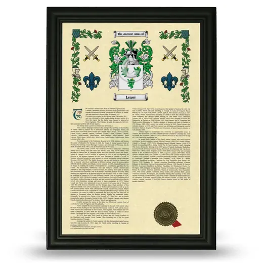 Lenoy Armorial History Framed - Black