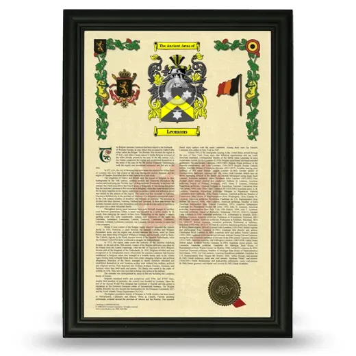 Leomans Armorial History Framed - Black