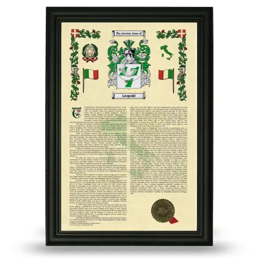 Leopold Armorial History Framed - Black