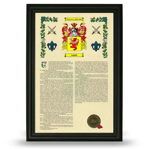 Lepois Armorial History Framed - Black