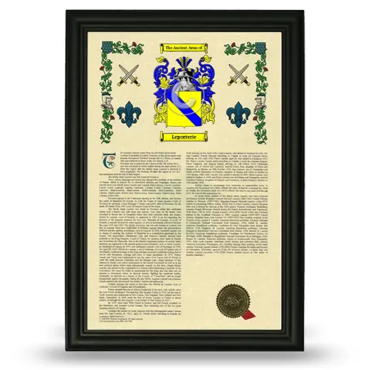 Leporterie Armorial History Framed - Black