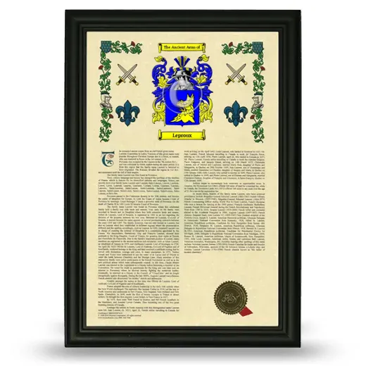 Leproux Armorial History Framed - Black
