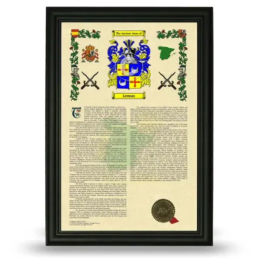Lermas Armorial History Framed - Black