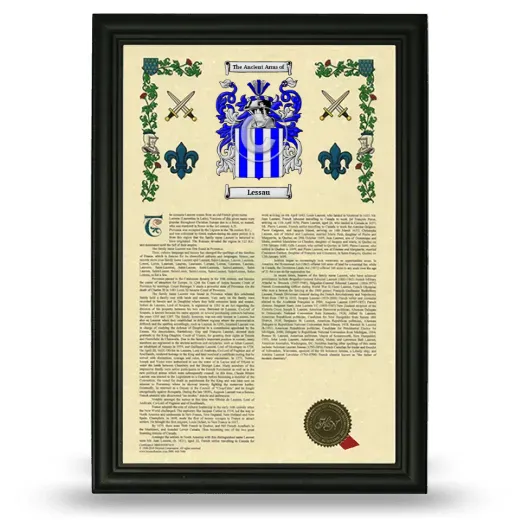 Lessau Armorial History Framed - Black