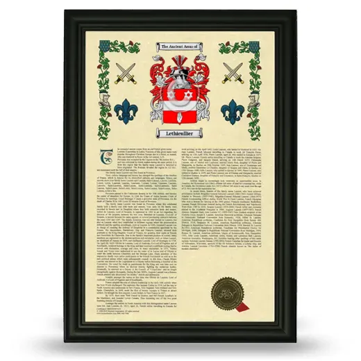 Lethieullier Armorial History Framed - Black