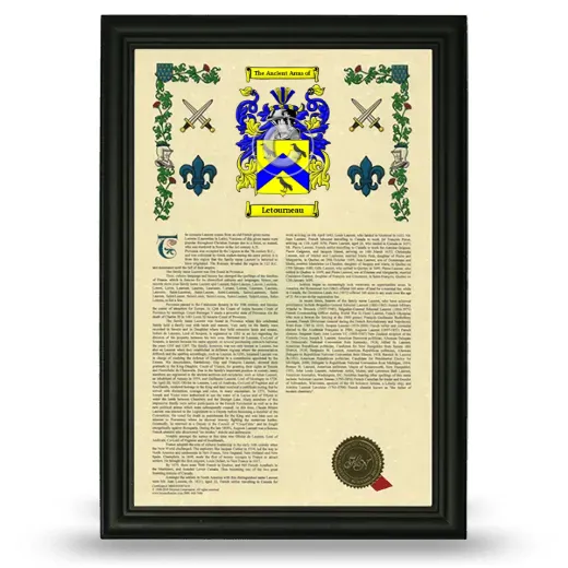 Letourneau Armorial History Framed - Black