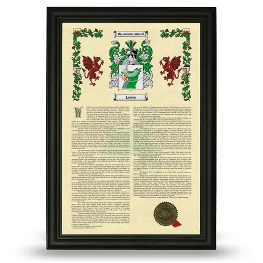 Lewes Armorial History Framed - Black