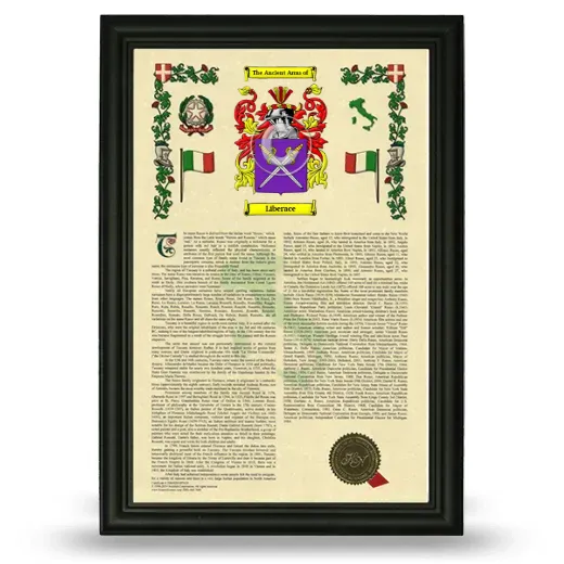Liberace Armorial History Framed - Black