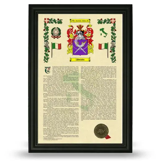 Liberato Armorial History Framed - Black