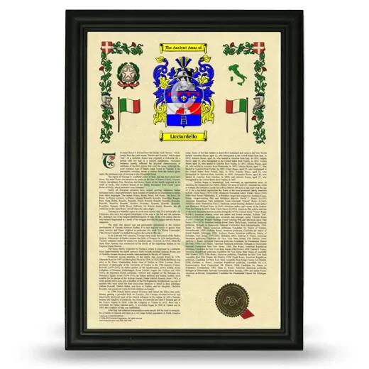 Licciardello Armorial History Framed - Black